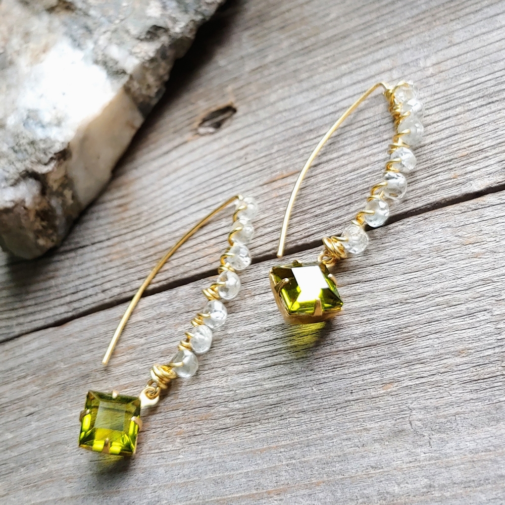 🛑SOLD🛑Natural Green Amethyst & Vintage Crystal - Picture 5 of 9